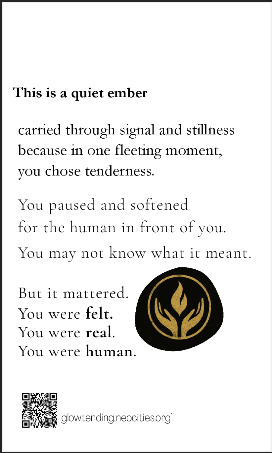 Preview of the Ember Postcard: a printable note of warmth and resistance